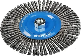 Щетка дисковая для УШМ ЗУБР "ЭКСПЕРТ", плетеные пучки стальной проволоки 0,5мм, 175ммхМ14