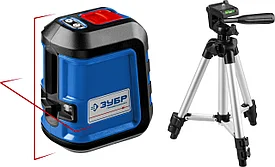 Нивелир лазерный линейный ЗУБР КРЕСТ 15м, , точн. +/-0,3 мм/м, штатив