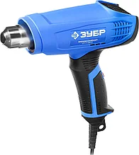 Фен технический (строительный), ЗУБР, 2 режима: 350град/ 350л/мин, 550град/ 550л/мин, насадки, 1600Вт