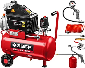 Компрессор воздушный с набором аксессуаров, 240 л/мин, 24 л, 1500 Вт, ЗУБР