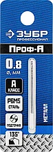 Сверло по металлу, сталь Р6М5, класс А, ЗУБР ПРОФ-А 0.8х30мм