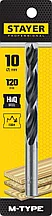 Сверло спиральное по дереву, М-образная заточка, STAYER "M-type" 10,0x120/75мм
