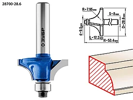 Фреза кромочная калевочная №1, ЗУБР 28,6x13мм, радиус 8мм