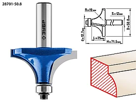 Фреза кромочная калевочная №1, ЗУБР 50,8x25мм, радиус 19мм