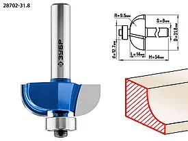 Фреза кромочная калевочная №2, ЗУБР 31,8x14мм, радиус 9.5мм