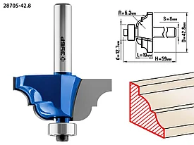 Фреза кромочная калевочная №4, ЗУБР 42,8x19мм, радиус 6.3мм