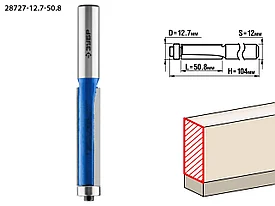 Фреза кромочная с нижним подшипником, ЗУБР 12.7x50.8мм, хвостовик 12мм