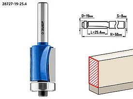 Фреза кромочная с нижним подшипником, ЗУБР 19x25.4мм, хвостовик 8мм