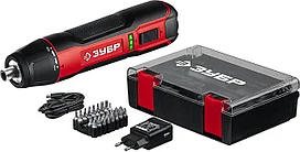 Отвертка аккумуляторная 3.6 В, в кейсе с набором 33 бит, ЗУБР ЗО-4 КН33