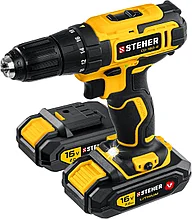 Дрель-шуруповерт STEHER 16В, 2 АКБ (2Ач), в кейсе.
