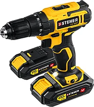 Дрель-шуруповерт STEHER 20В, 2 АКБ (2Ач), в кейсе.