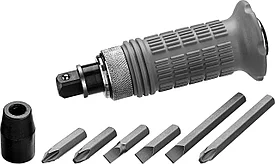 Набор STAYER Отвертка ударно-поворотная, обрезиненная рукоятка, с битами, 6 предметов