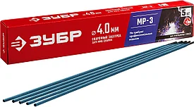 Электрод сварочный МР-3 с рутиловым покрытием, для ММА сварки, d 4.0 х 450 мм, 5 кг в коробке ЗУБР.