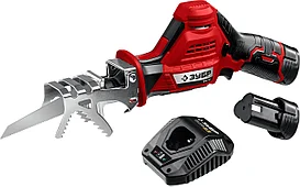 Пила сабельная ЗУБР 12В, 2 АКБ (2Ач), в коробке