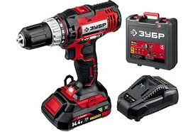 Дрель-шуруповерт ЗУБР 14.4 В, 35 Нм, 1 АКБ (2 Ач) С1, в кейсе