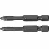 Биты "X-DRIVE" торсионные кованые, обточенные, KRAFTOOL 26121-2-50-2, Cr-Mo сталь, тип хвостовика E 1/4", PH2, 50мм, 2шт