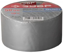 Клейкая лента "РЕФИЛ", ЗУБР Профессионал 12075-50-50, универсальная, рифленая, водоотталкивающая, устойчивая к УФ. 50 мм х 50 м, серебристая