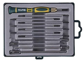 X-Turbo отвертка для точных работ со сменными стержнями и головками 12 предм., KRAFTOOL