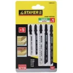 Набор STAYER "PROFI" Пилки "УНИВЕРСАЛ №1" для эл/лобзика, по дереву, EU-хвост., 5шт