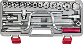 Набор торцовых головок НИЗ "Шоферский инструмент №3", 1/2", сталь 40Х, в пластиковом кейсе, 19 предметов