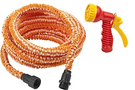 Набор поливочный GRINDA: удлиняющийся шланг 15м, пистолет-распылитель 7-ми позиционный