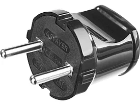 Вилка MAXElectro электрическая, 6А/220В, черная, STAYER