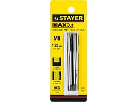 Комплект метчиков STAYER "MASTER", сталь 9ХС, М8х1,25, 2 шт