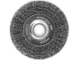 ЗУБР "ПРОФЕССИОНАЛ". Щетка дисковая для точильно-шлифовального станка, витая стальная проволока 0,3мм, 100х12,7мм