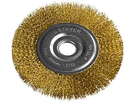 STAYER "PROFESSIONAL". Щетка дисковая для УШМ, витая стальная латунированная проволока 0,3мм, 150ммх22мм