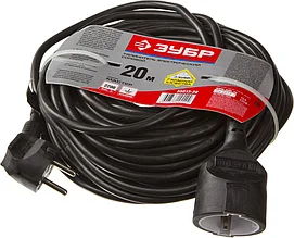 Удлинитель электрический, 20 м, 2200 Вт, 1 гнездо, ПВС 3x1 мм2, ЗУБР