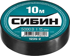 Изолента СИБИН ПВХ 10м х 15мм, черная